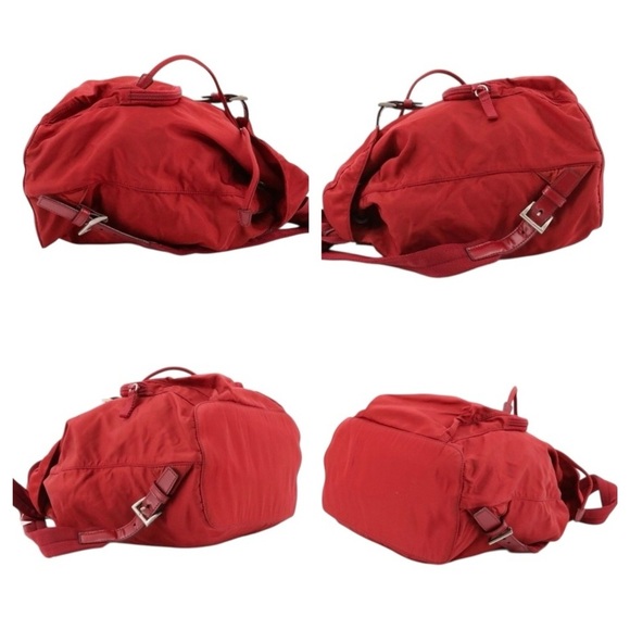PRADA Red Nylon & Leather Triangle Backpack - Picture 7 of 15